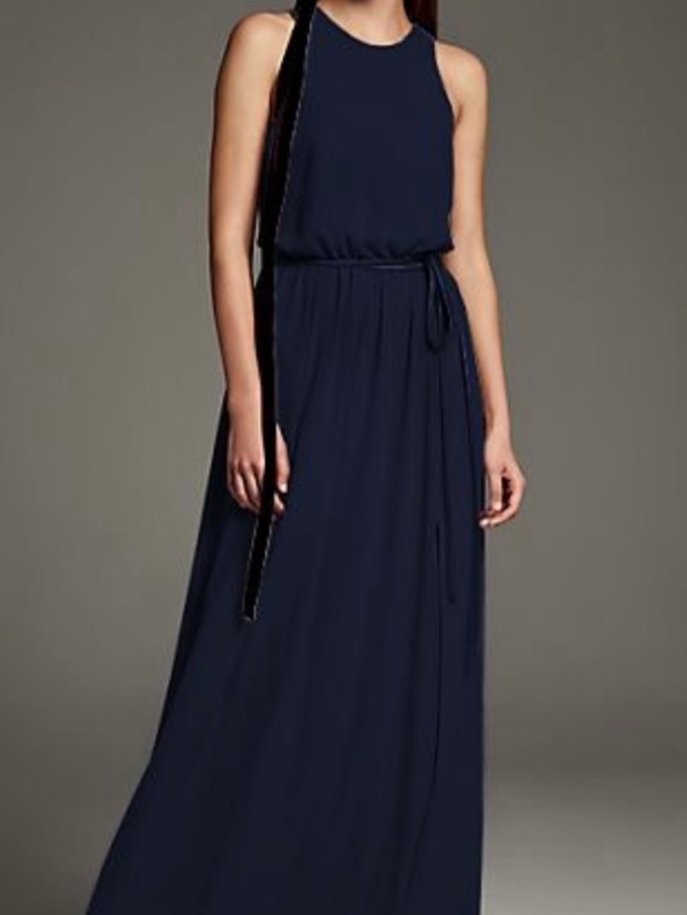 NWT Vera Wang White Bridesmaid’s Dress Midnight Navy Blue size 10 Chiffon Belted